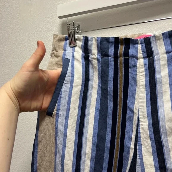 Vilagallo Women’s Crop Wide Leg Strip Pants Size 42 - Picture 6 of 7
